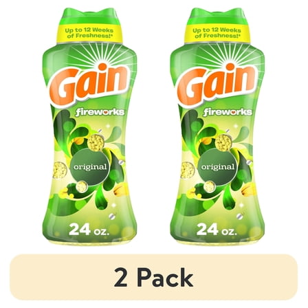 (2 pack) Gain Laundry Scent Beads, Fireworks In-Wash Scent Booster, Original Scent, 24oz