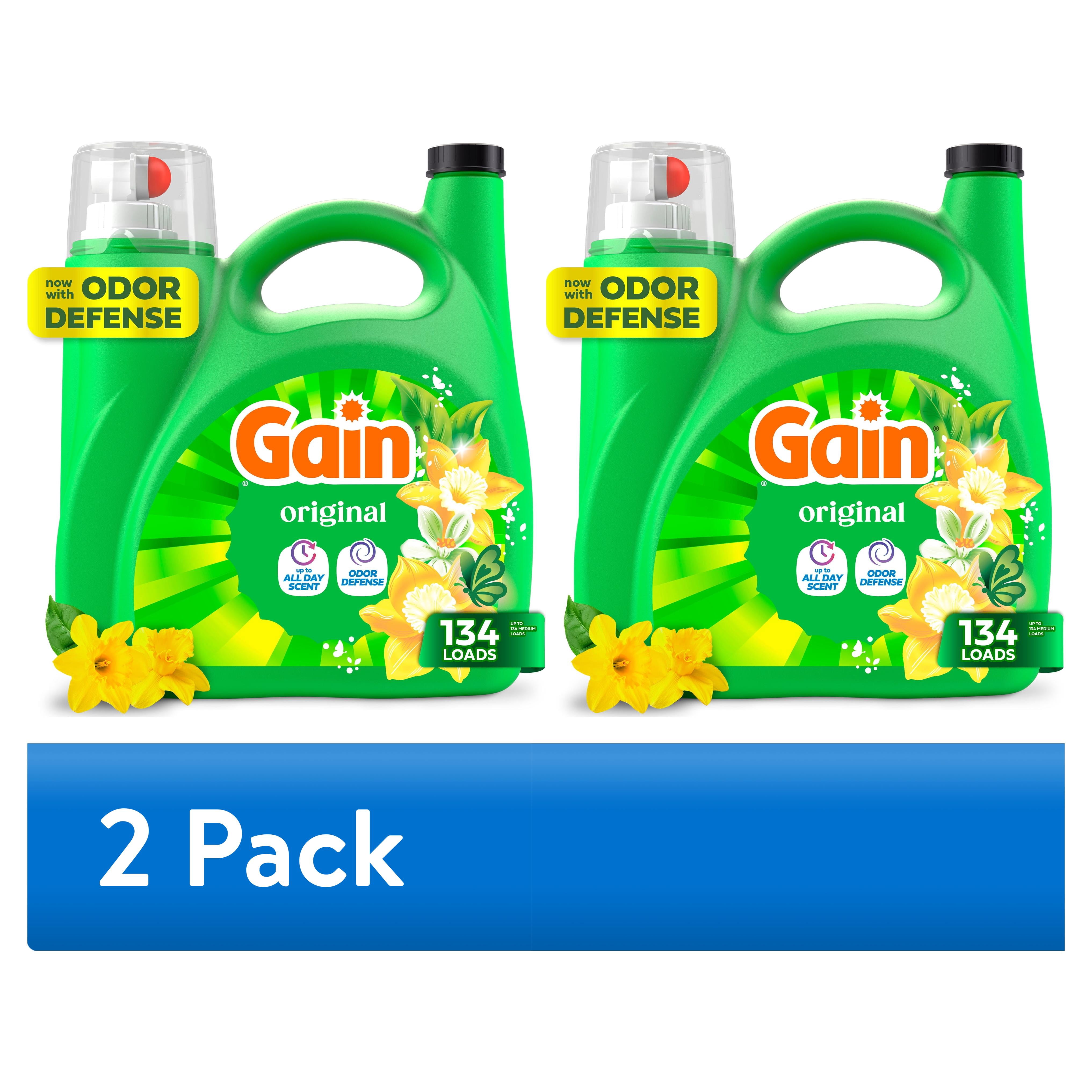 (2 pack) Gain Laundry Detergent Liquid, Now with Odor Defense, Original Scent, 177 fl oz, 134 Loads