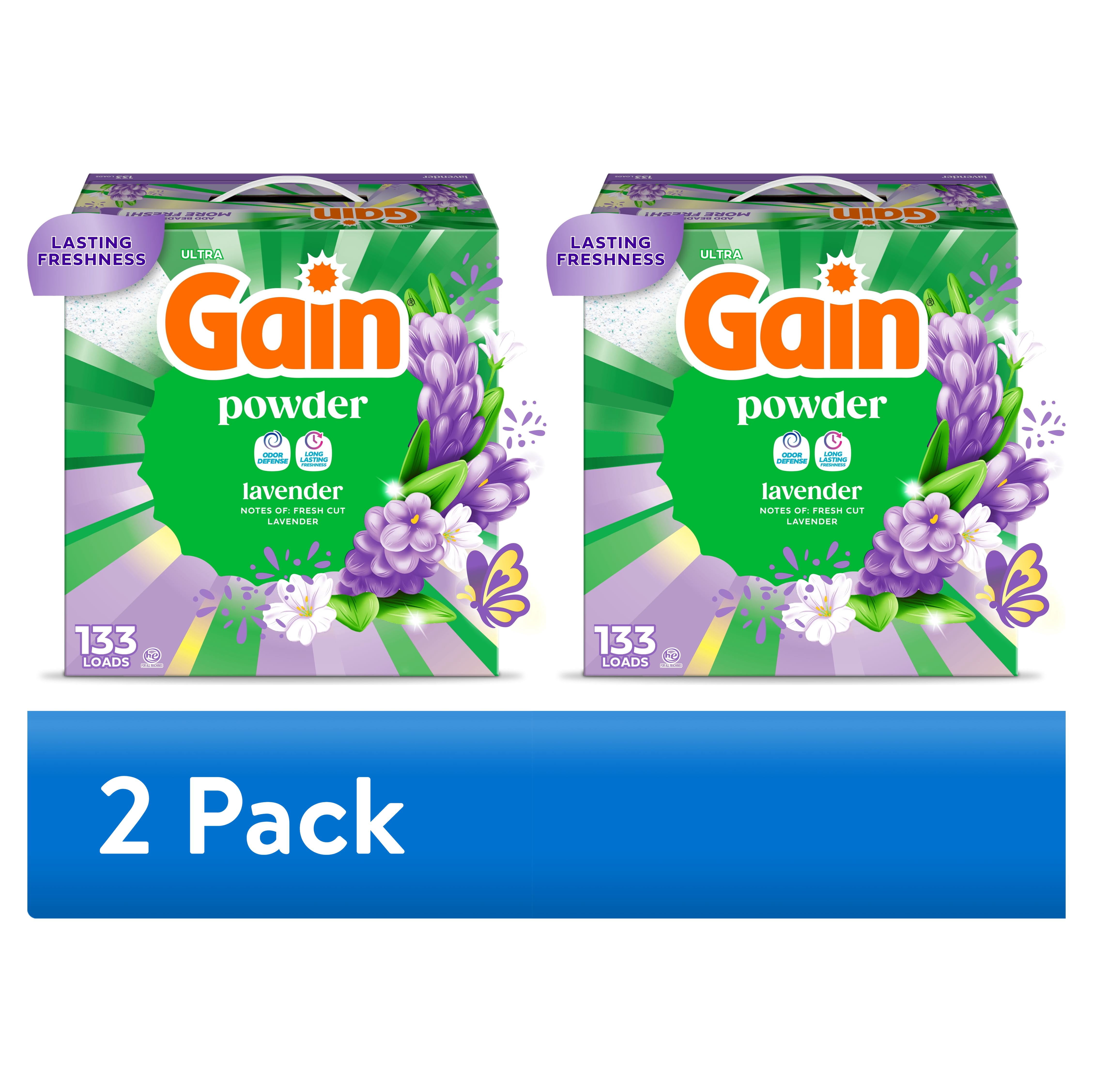 (2 pack) Gain Powder Laundry Detergent, Lavender Scent, 123 oz, 133 Loads