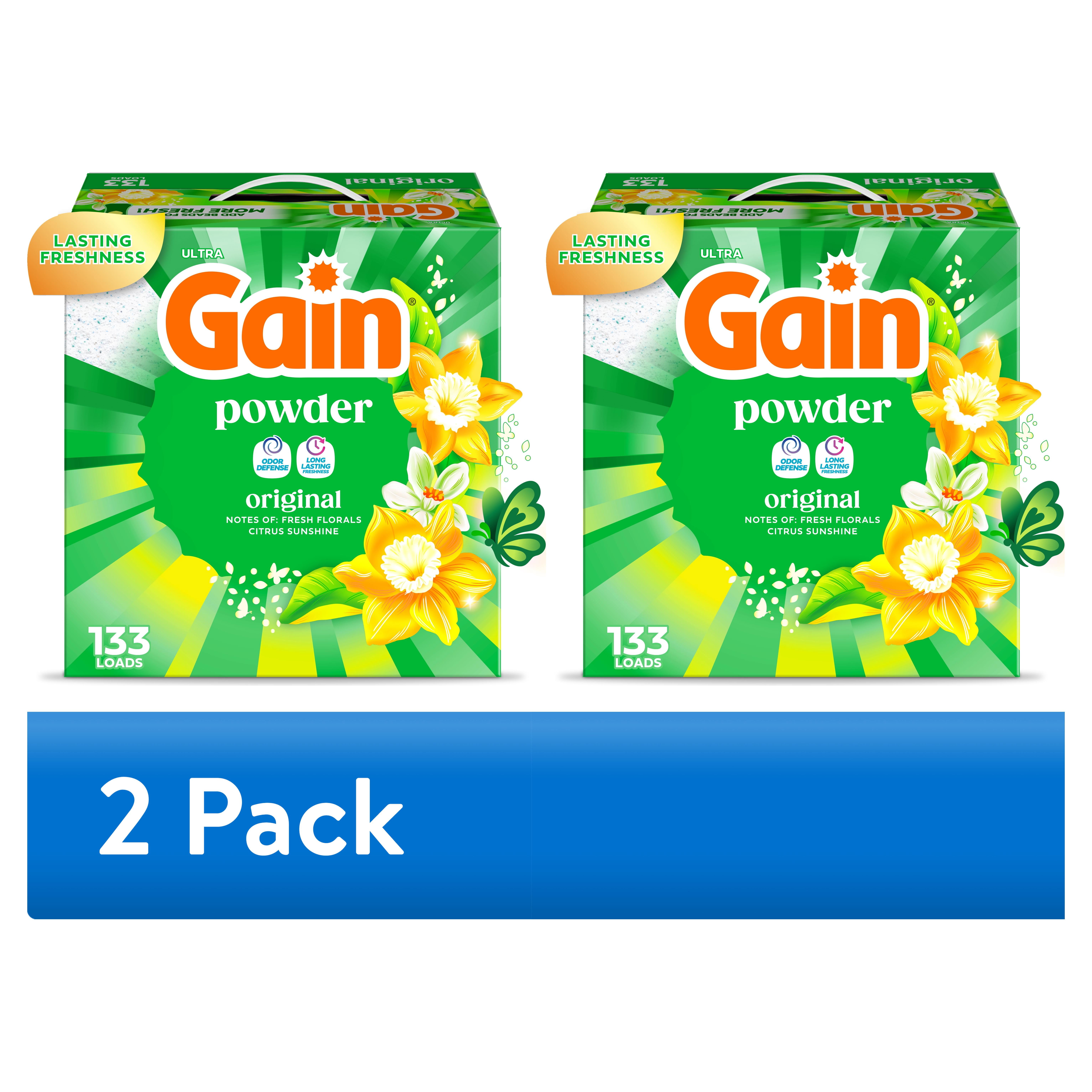 (2 pack) Gain Powder Laundry Detergent, Original Scent, 123 oz, 133 Loads