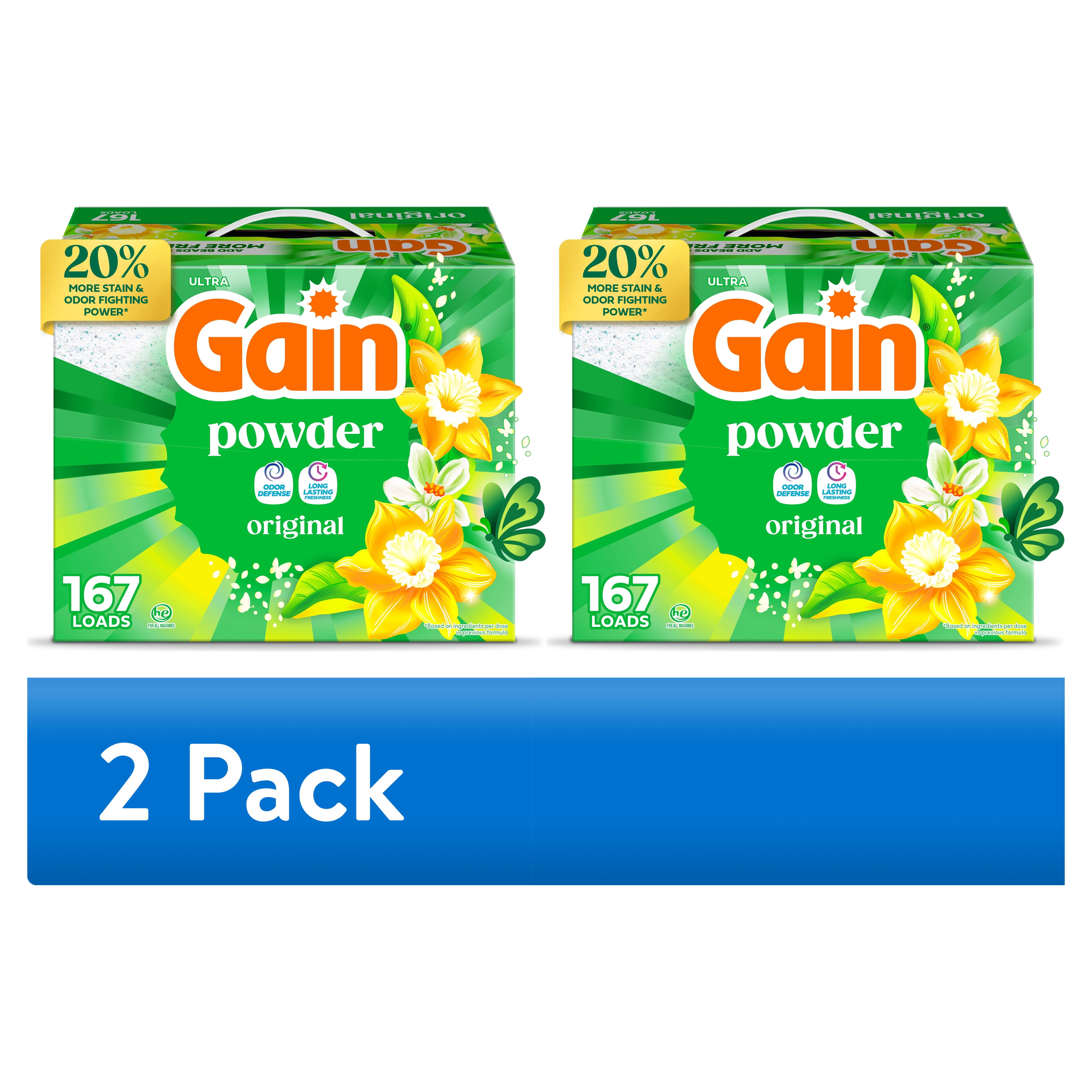 (2 pack) Gain Powder Laundry Detergent, Original Scent, 154 oz, 167 Loads