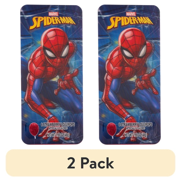(2 pack) Galerie Spider-Man Lenticular Tin with Lollipops, Dairy-Free 1.69 oz
