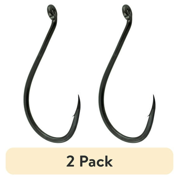(2 pack) Gamakatsu Octopus Hook, Barbed, Needle Point, Ringed Eye, Size 1/0, 6pk, Black