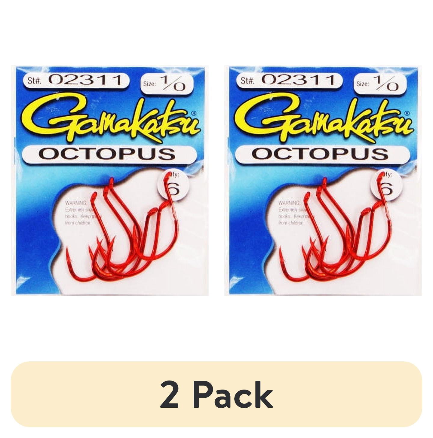 (2 pack) Gamakatsu 6 Pieces Carbon Steel Octopus Hook, Size 1/0