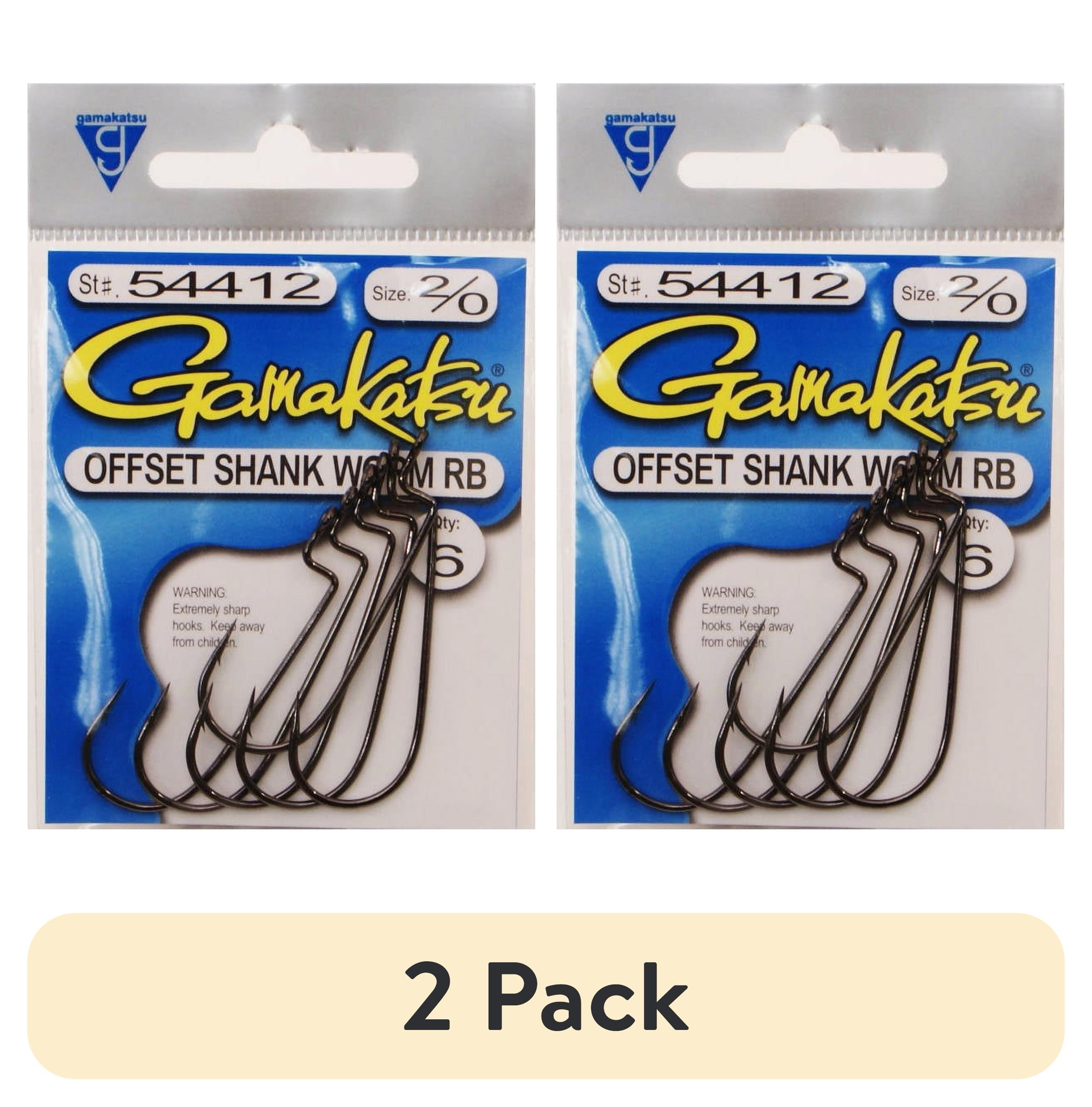 (2 pack) Gamakatsu Worm Offset Round Bend Hook in High Quality Carbon Steel, NS Black, Size 2/0, 6-Pack