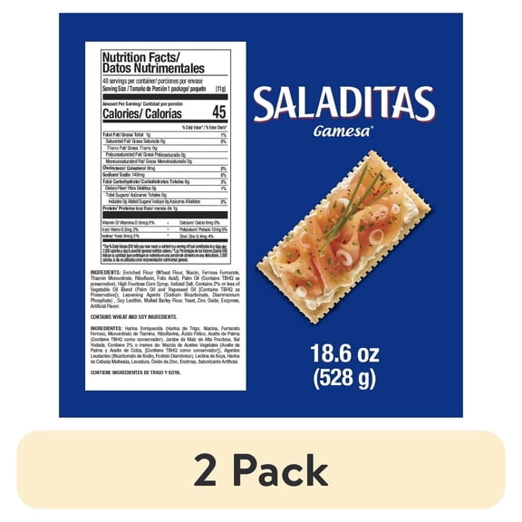 (2 pack) Gamesa Saladitas Saltine Crisp Crackers, 18.6 oz