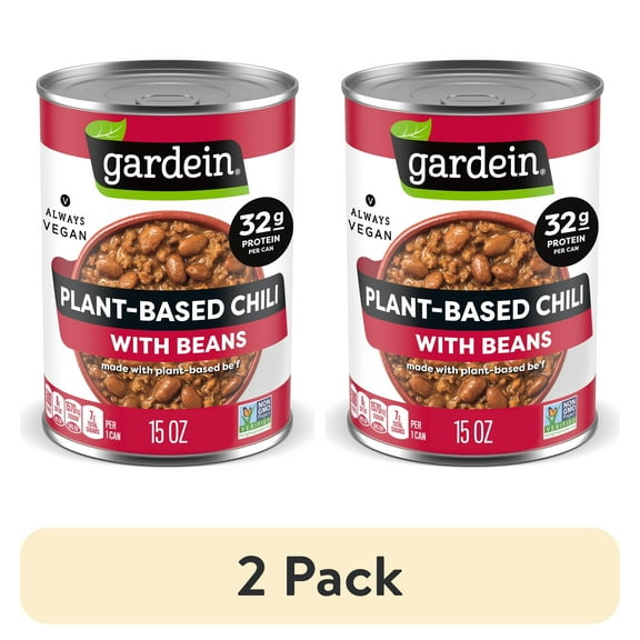 (2 pack) Gardein Plant-Based Chili With Beans, 32g Protein Per Serving, Vegan, 15 oz. Can