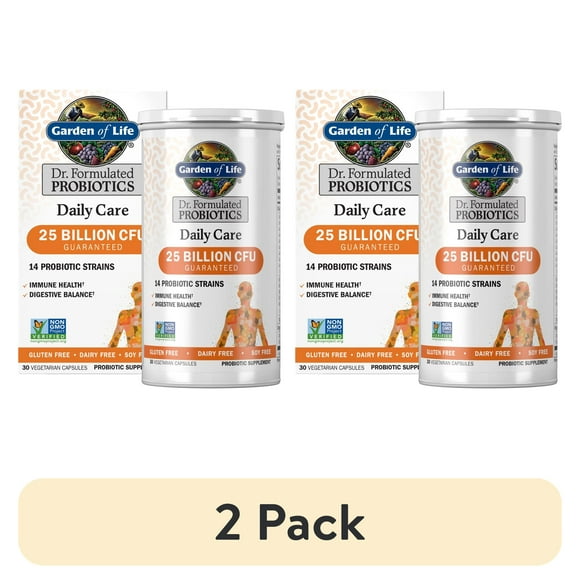 (2 pack) Garden of Life Dr. Formulated Men's and Women's Daily Care Probiotics for Digestive Gut Health and Immune Support, 25 Billion CFU, 30 Count