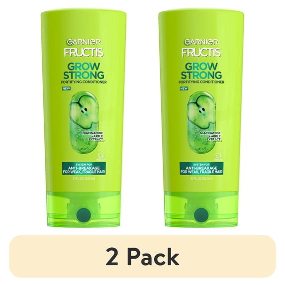 (2 pack) Garnier Fructis Grow Strong Fortifying Repairing Conditioner, Ceramide, All Hair Types, 21 fl oz