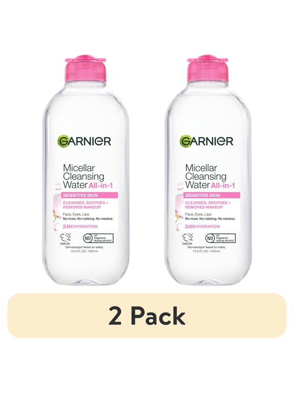 (2 pack) Garnier SkinActive Micellar Cleansing Water All in 1 Makeup Remover, Face Cleanser, 13.5 fl oz