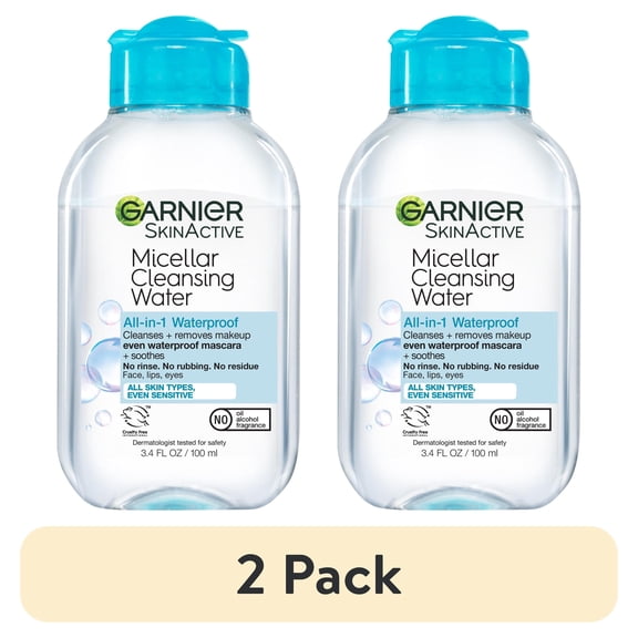 (2 pack) Garnier SkinActive Micellar Cleansing Water All in 1 Waterproof Makeup Remover, Face Cleanser, 3.4 fl oz