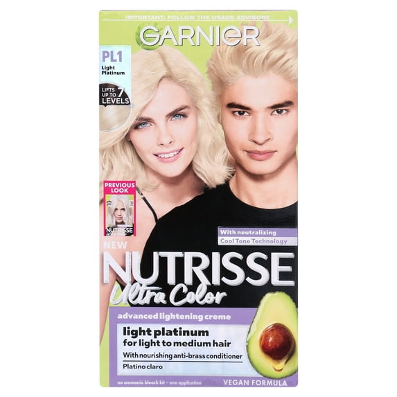 (2 pack) Garnier Nutrisse Nourishing Hair Color Creme, PL1 Lightest Platinum Coconut