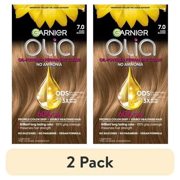 (2 pack) Garnier Olia Oil Powered Adult Permanent Hair Color, 7.0 Dark Blonde