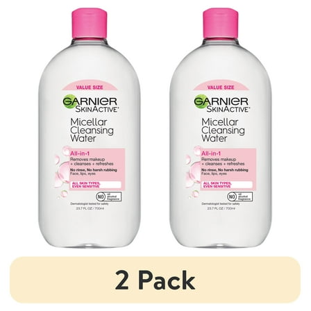 (2 pack) Garnier SkinActive Micellar Cleansing Water All in 1 Makeup Remover, Face Cleanser, 23.7 fl oz