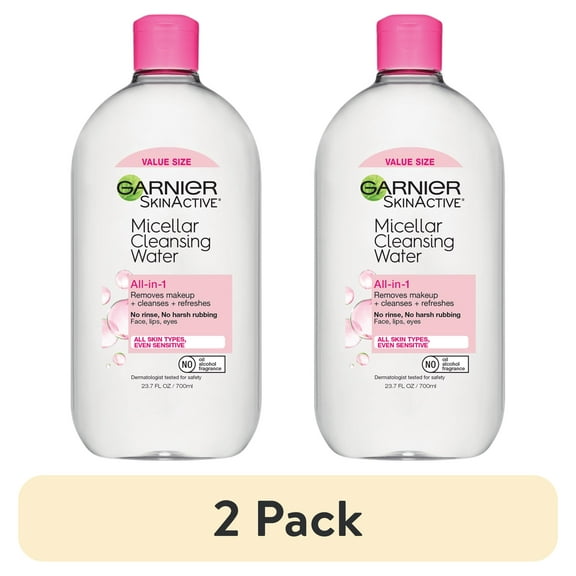 (2 pack) Garnier SkinActive Micellar Cleansing Water All in 1 Makeup Remover, Face Cleanser, 23.7 fl oz