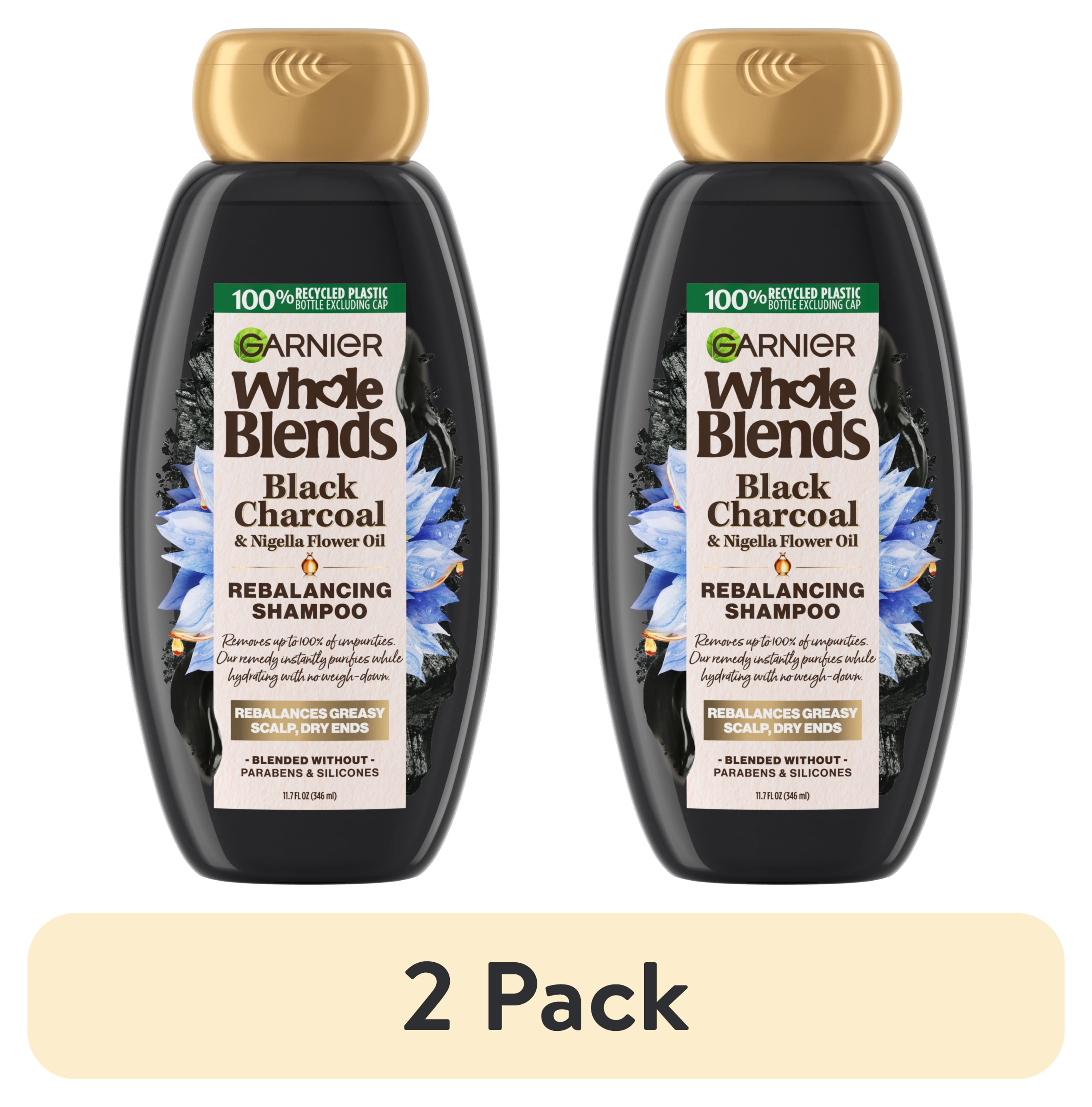 (2 pack) Garnier Whole Blends Rebalancing Cleansing Shampoo with Black Charcoal, All Hair Types 11.7 fl oz