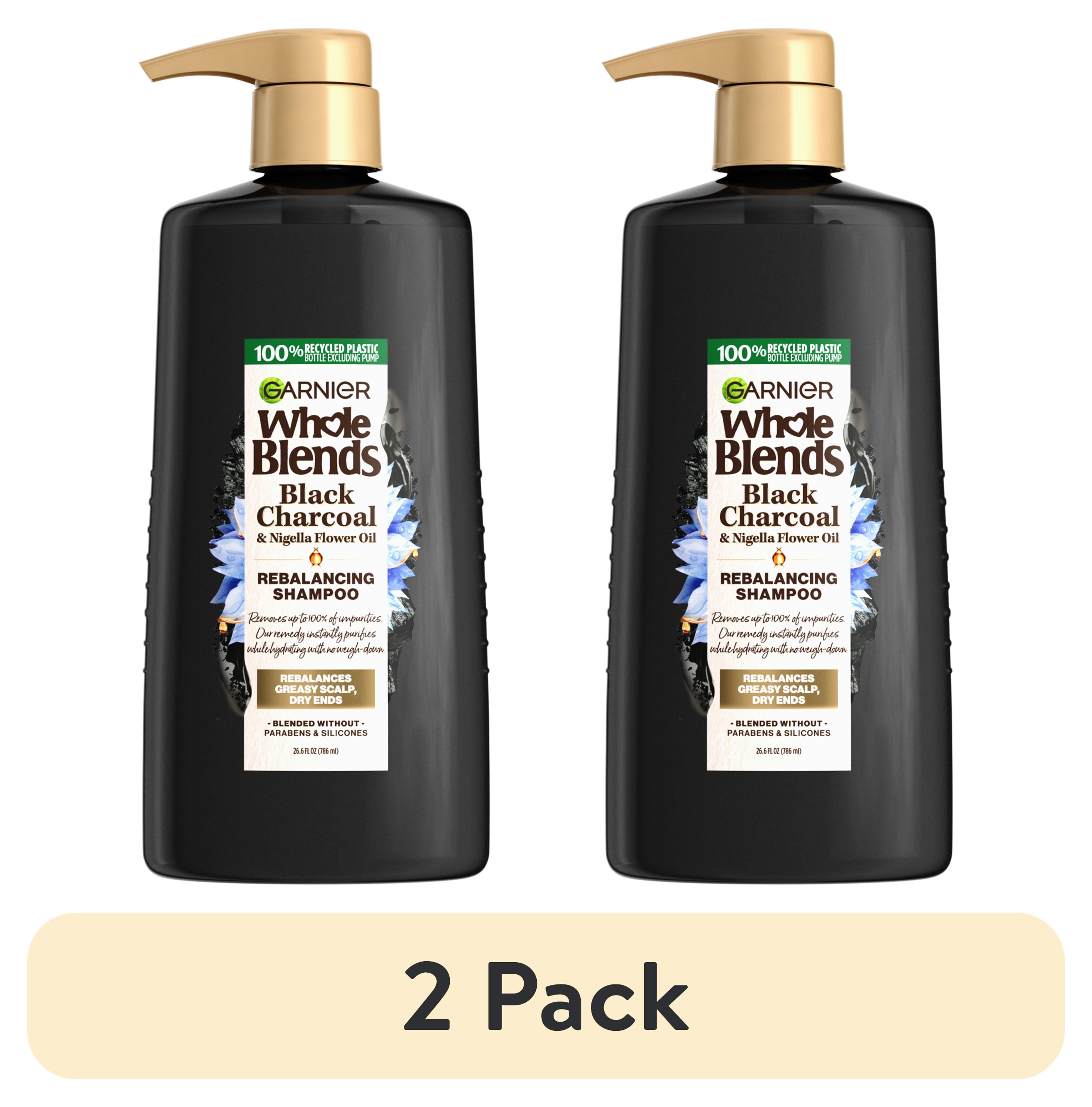 (2 pack) Garnier Whole Blends Rebalancing Cleansing Shampoo with Black Charcoal, All Hair Types, 26.6 fl oz
