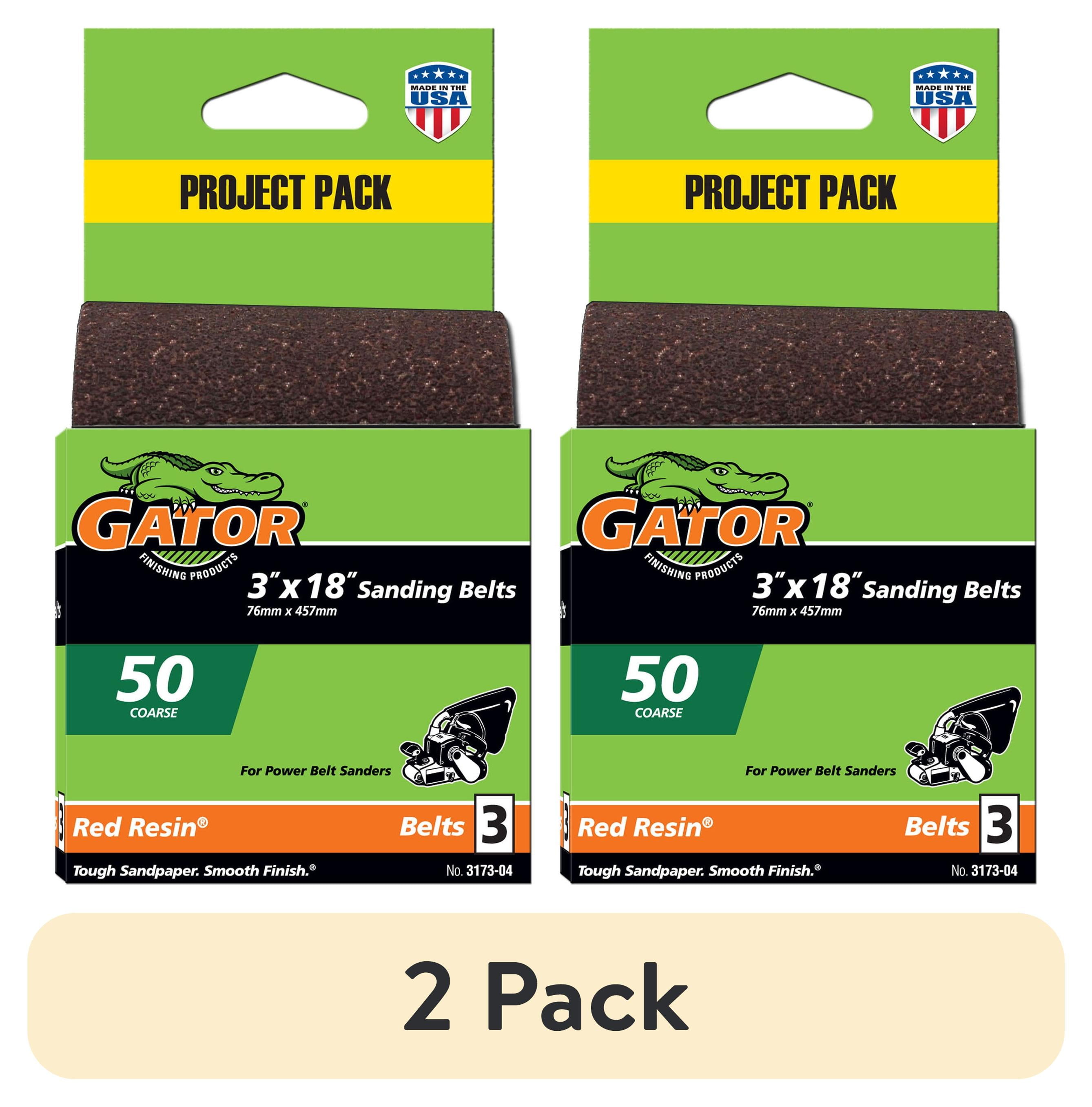 (2 pack) Gator 317304GA 3 in x 18 in Coarse 50 Grit Sanding Belts, 3 Pieces