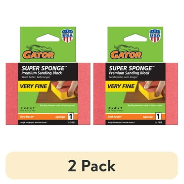 (2 pack) Gator 3-Inch x 4-Inch x 1-Inch Red Resin Multi-Surface Sanding Sponge 220 Grit 1 Pack