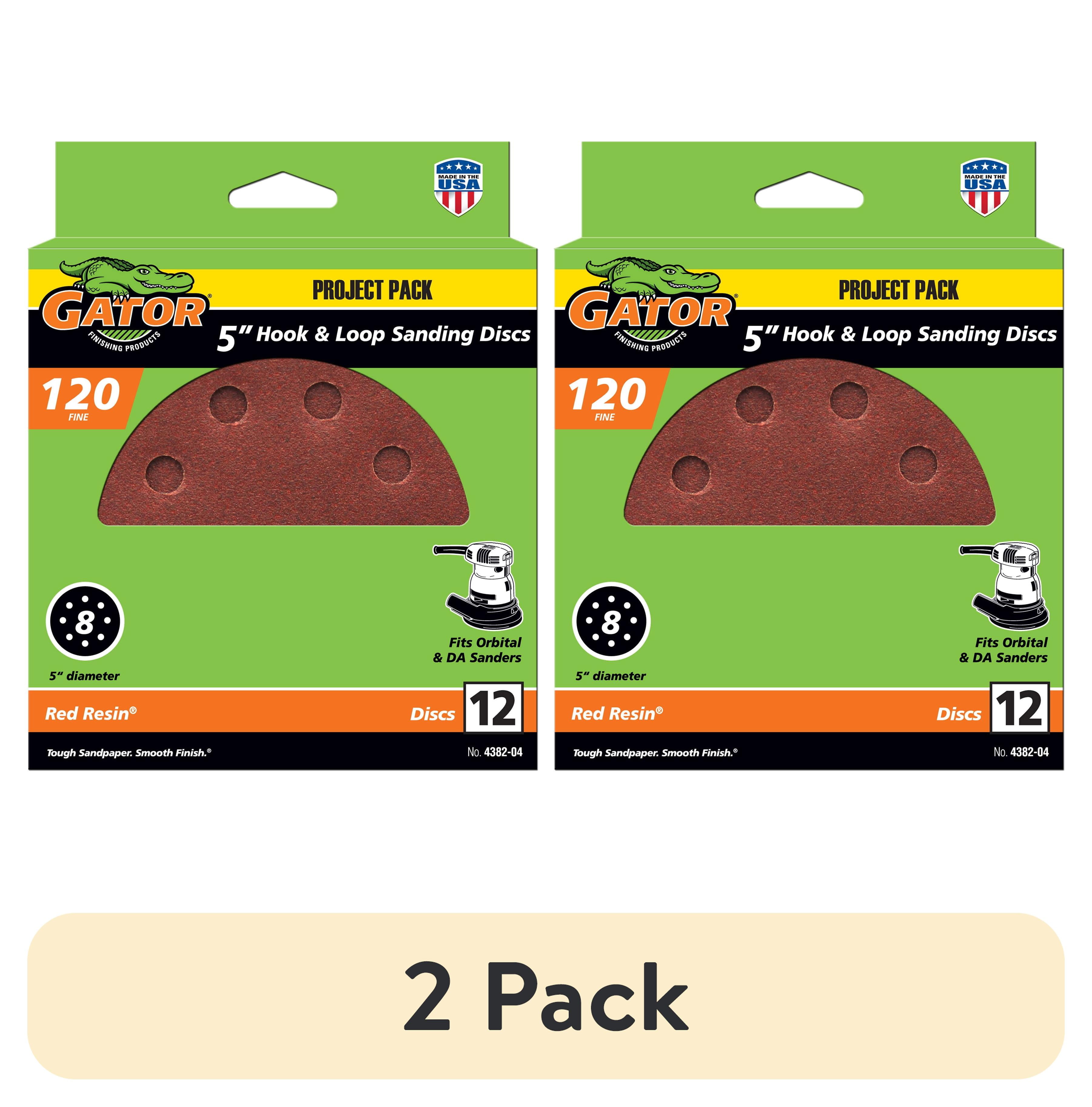 (2 pack) Gator 438204 5 in Fine 120 Grit Hook & Loop Sanding Discs, 12 Pieces