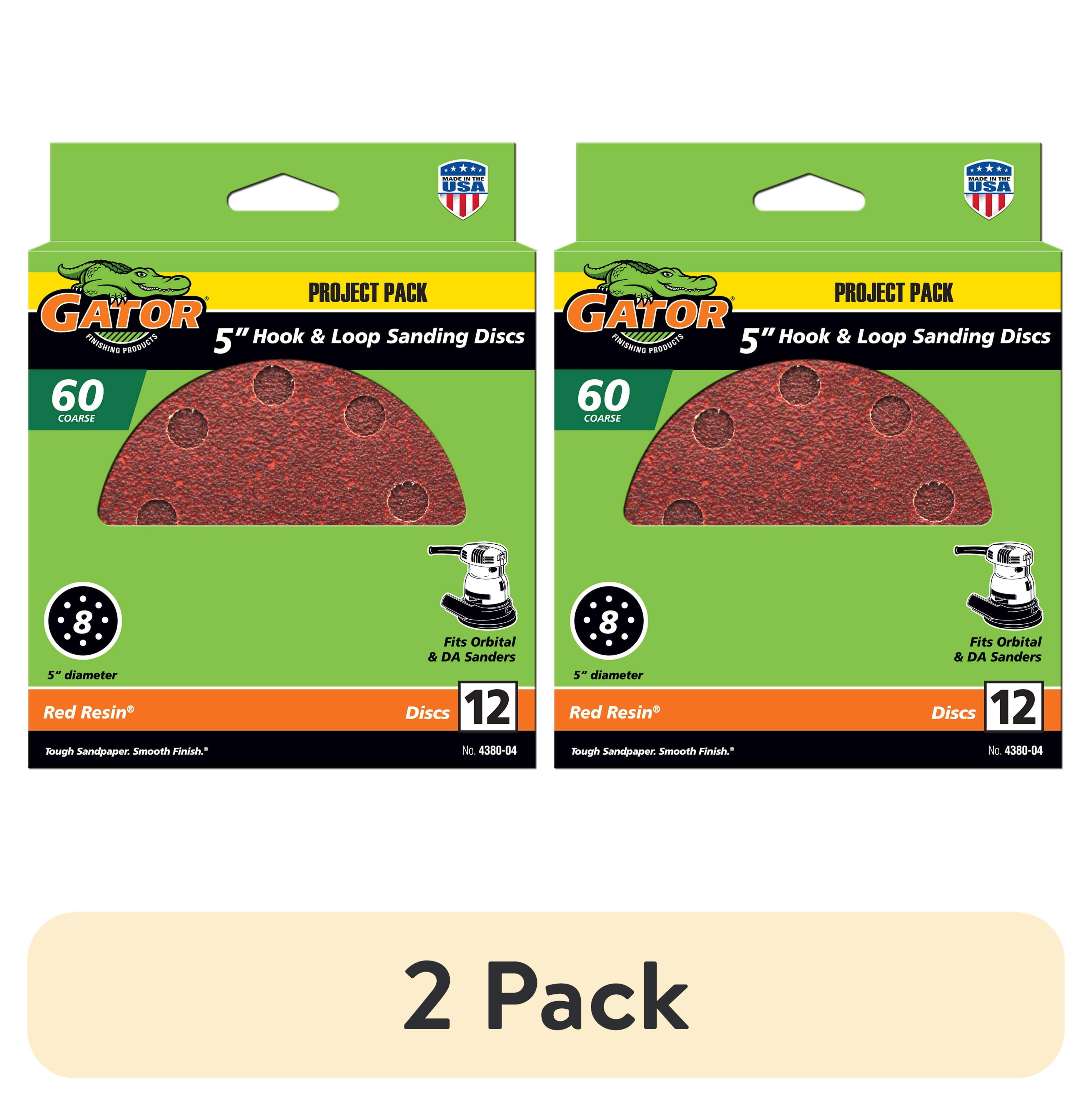 (2 pack) Gator 438104 5 in Medium 80 Grit Hook & Loop Sanding Discs, 12 Pieces