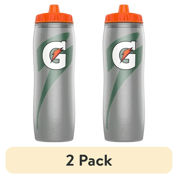 (2 pack) Gatorade Insulated Sports Squeeze Water Bottle with Contour Form for Grip, 30 oz