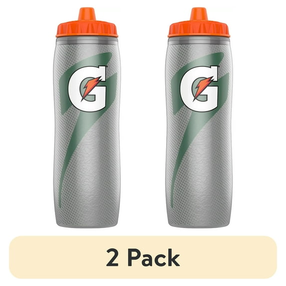 (2 pack) Gatorade Insulated Sports Squeeze Water Bottle with Contour Form for Grip, 30 oz