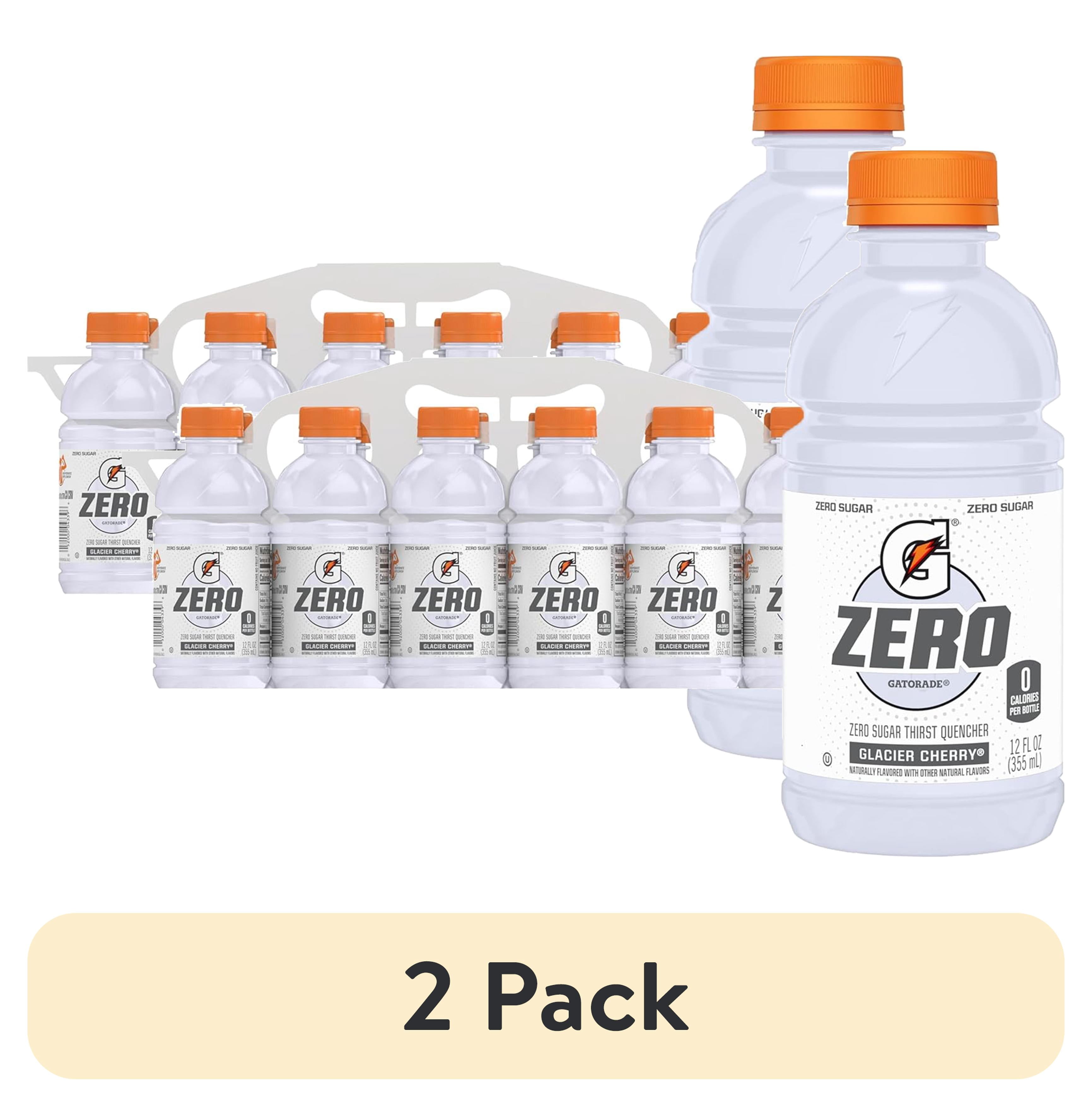 (2 pack) Gatorade Zero Sugar Thirst Quencher Glacier Cherry Sports Drinks, 12 fl oz, 12 Count Bottles