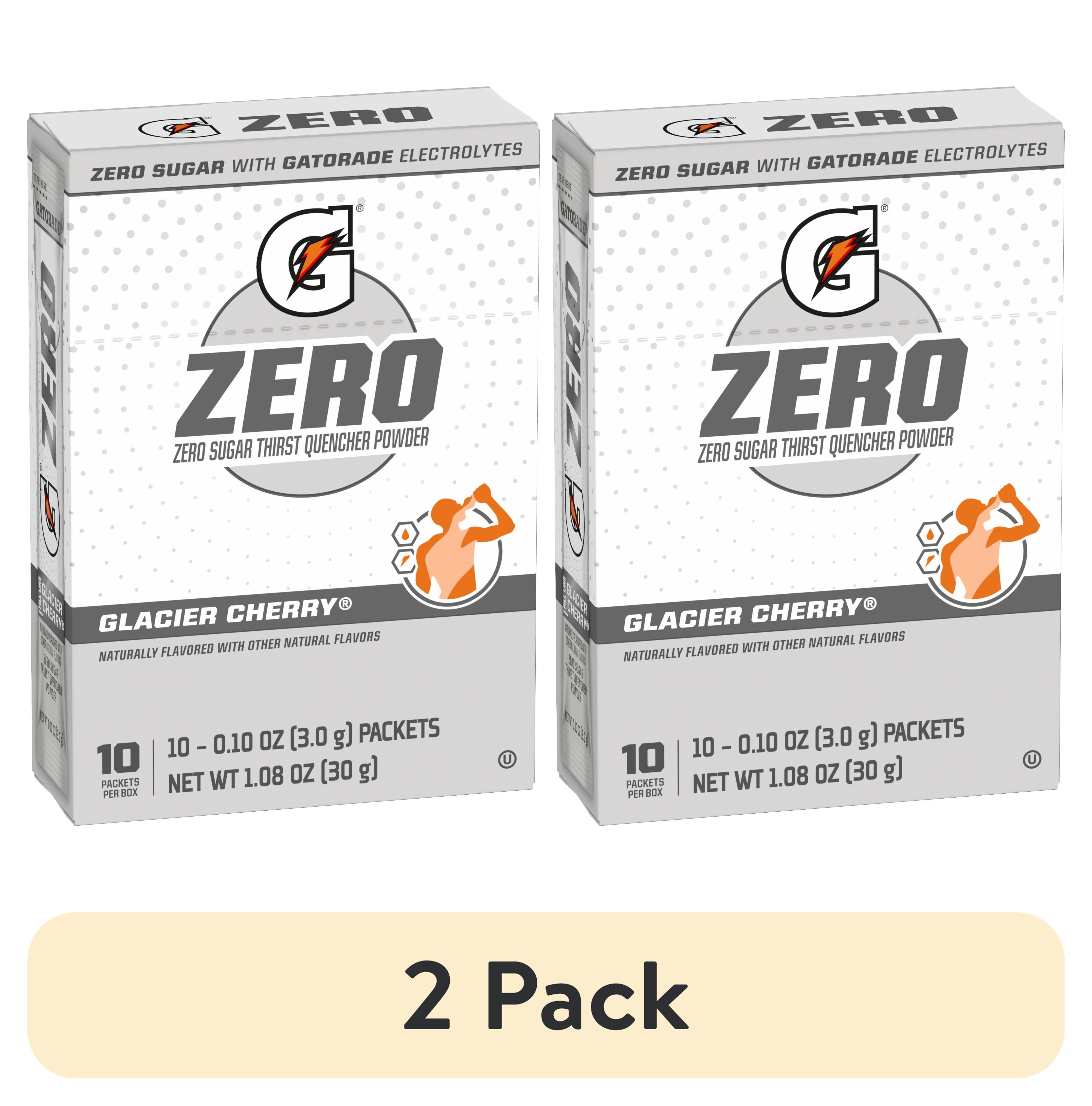 (2 pack) Gatorade G Zero Sports Drink Glacier Cherry, Powdered Energy Drink Mix, 0.10 oz,  10 Count Packets