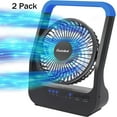 thumbnail image 1 of (2 pack) Gazeled Battery Operated Fan,Camping Fan, Super Long Lasting, Portable D-Cell Battery Powered Desk Fan with Timer,3 Speeds, Quiet, 180° Rotation,Cooling Fan for Bedroom,Home,Office,Outdoor, 5'',Blue, 1 of 13