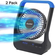 2 pack Gazeled Battery Operated Fan,Camping Fan, Super Long Lasting, Portable D-Cell Battery Powered Desk Fan with Timer,3 Speeds, Quiet, 180  Rotation,Cooling Fan for Bedroom,Home,Office,Outdoor, 5,Blue