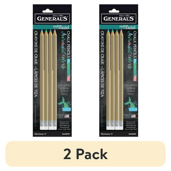 (2 pack) General Pencil 444BPM Multi Pastel Chalk Pencils - Mermaid Color - Pack of 4