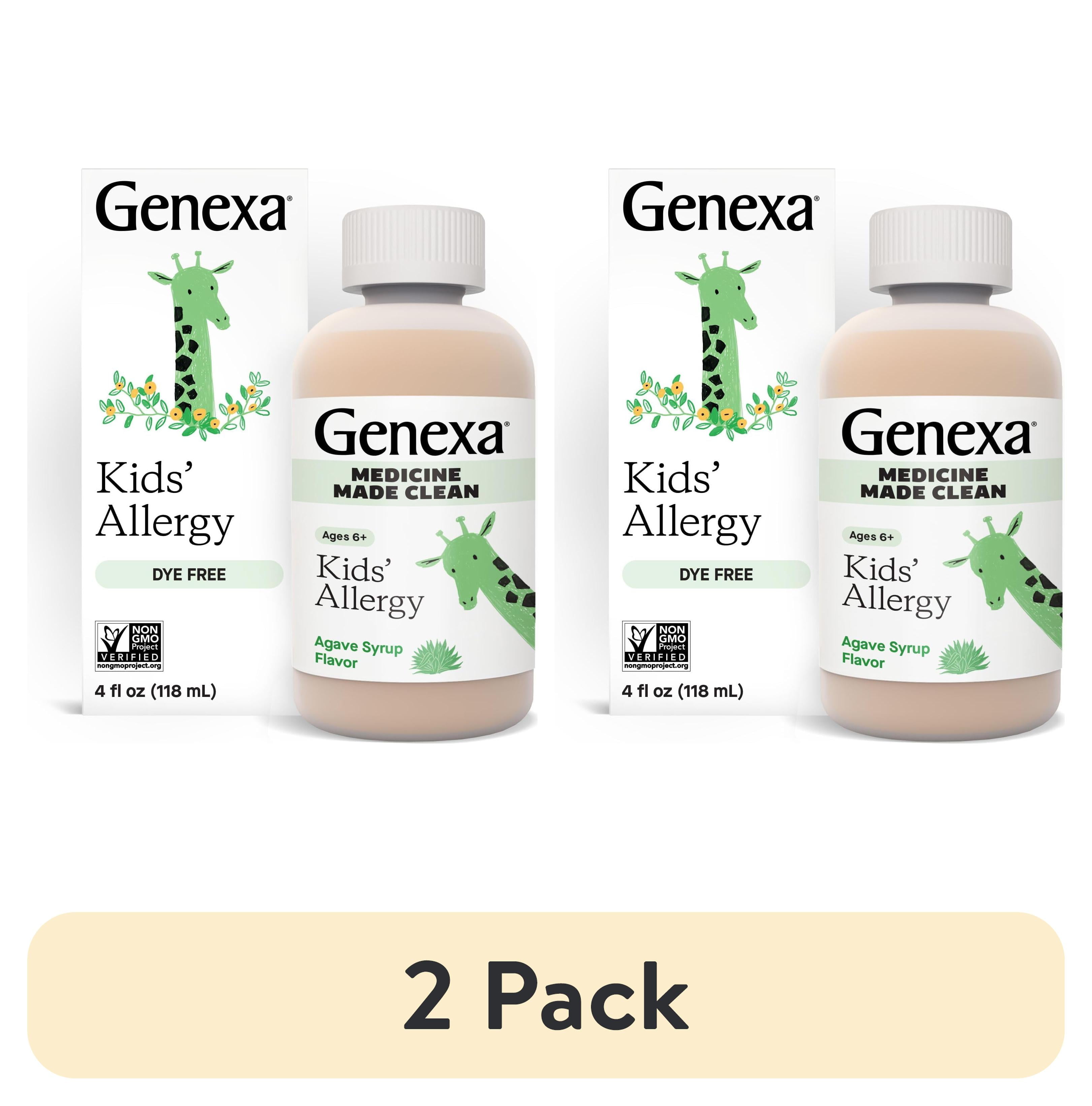 (2 pack) Genexa Kids Allergy Medicine | Clean Allergy Relief for Children | Treats Runny Nose, Sneezing & Itching | Vegan & Non-GMO | 12.5mg Diphenhydramine HCl 4 fl oz | Organic Agave Syrup Flavor | Ages 6+