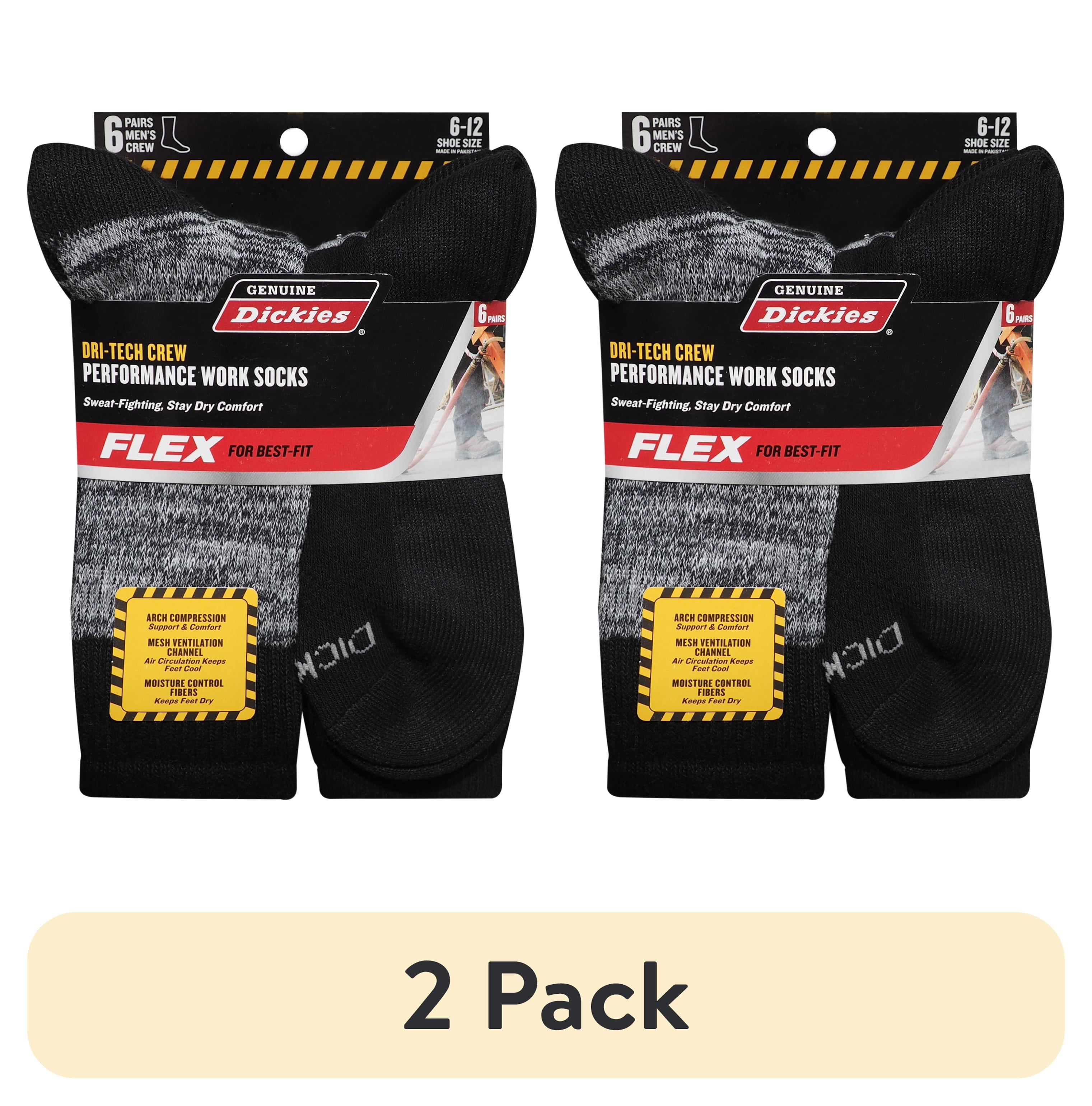 Genuine Dickies Men's Dri-Tech Crew Socks, 6-Pack - Walmart.com