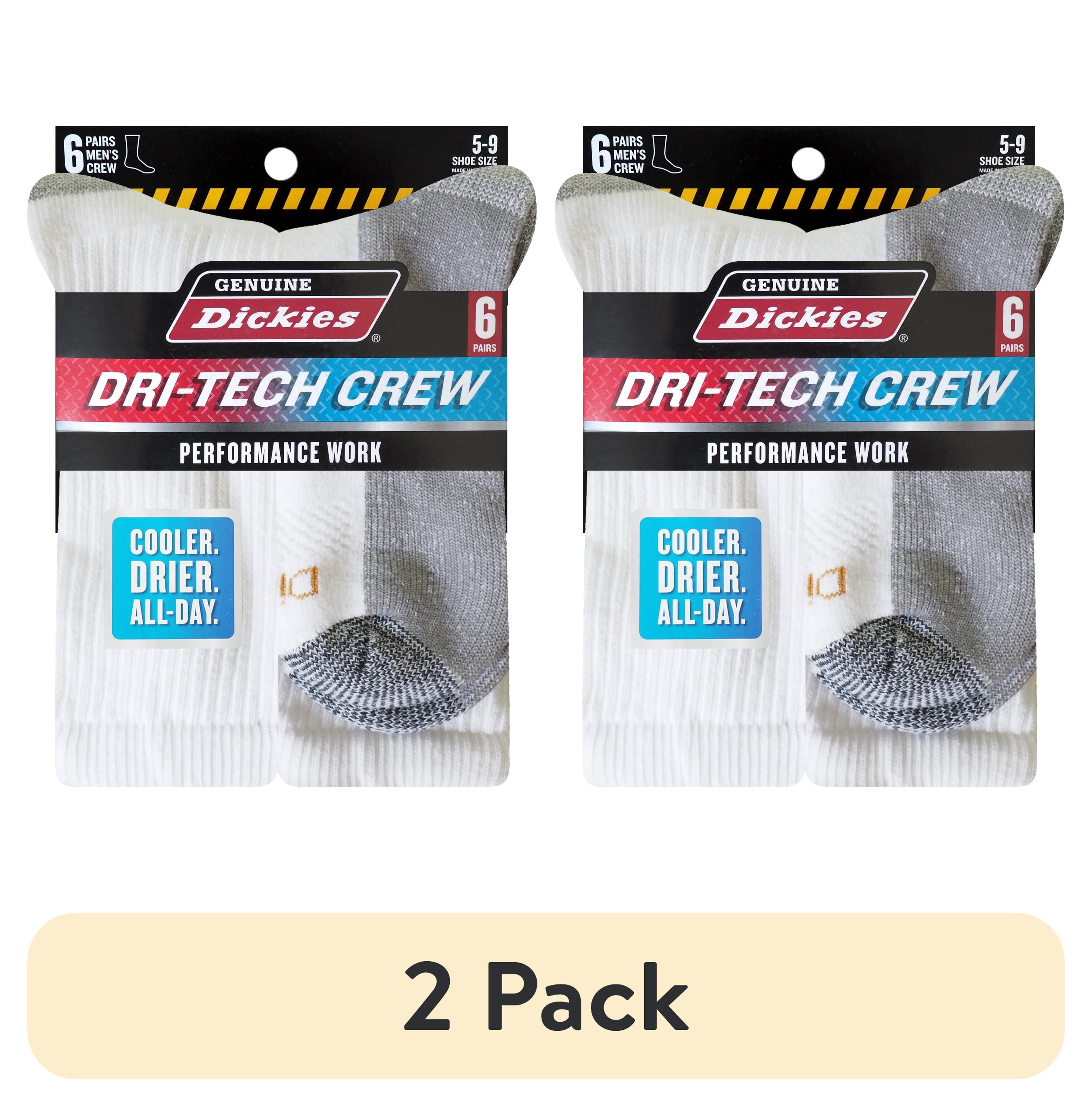 (2 pack) Genuine Dickies Men's Dri-Tech Crew Socks, 6-Pack, Sizes 6-15