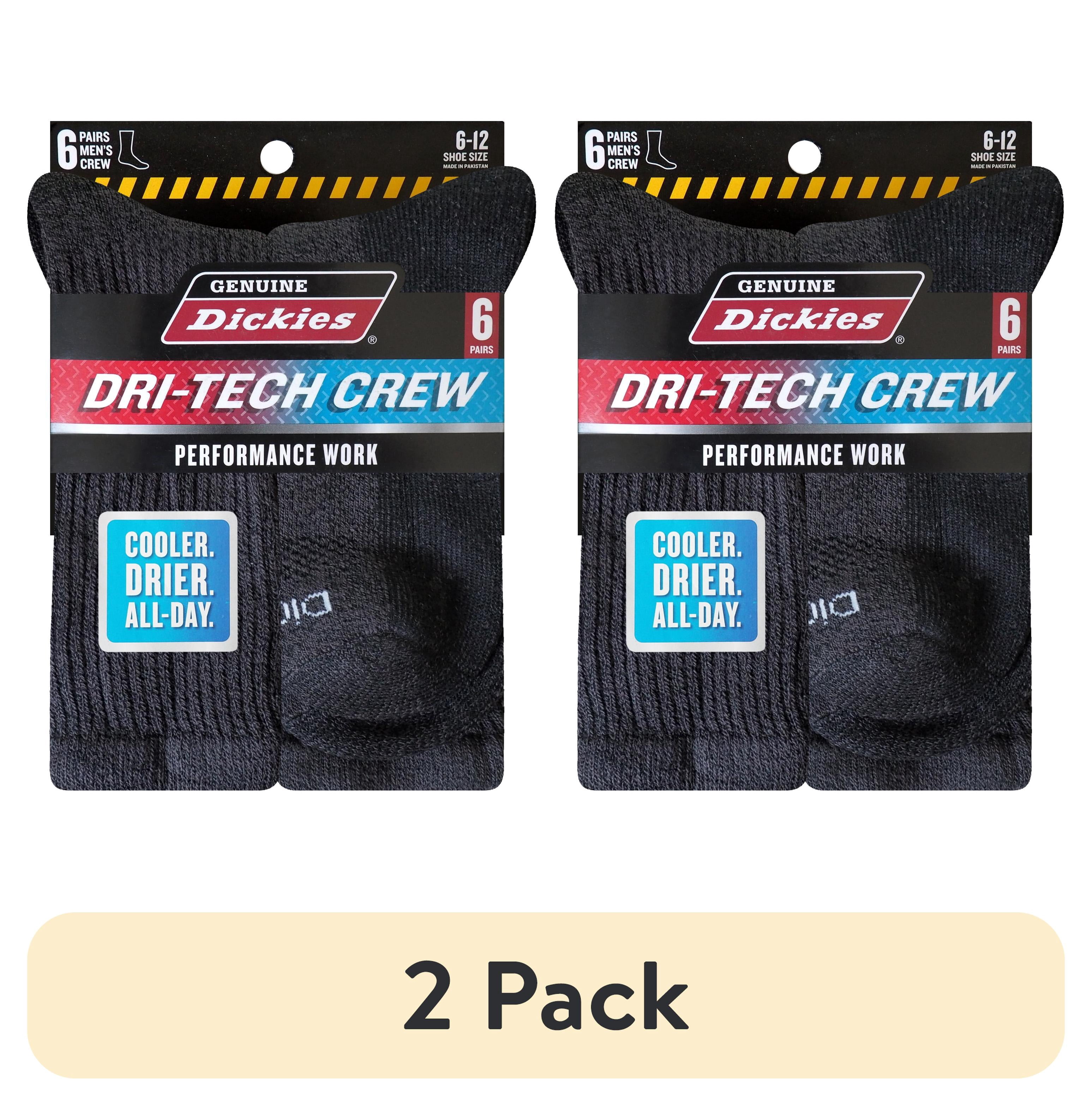 (2 pack) Genuine Dickies Men's Dri-Tech Crew Socks, 6-Pack