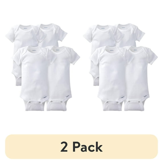 (2 pack) Gerber Baby Boys & Girls Short Sleeve Bodysuit, 4 Pack & 8 Pack, Preemie-24 Months