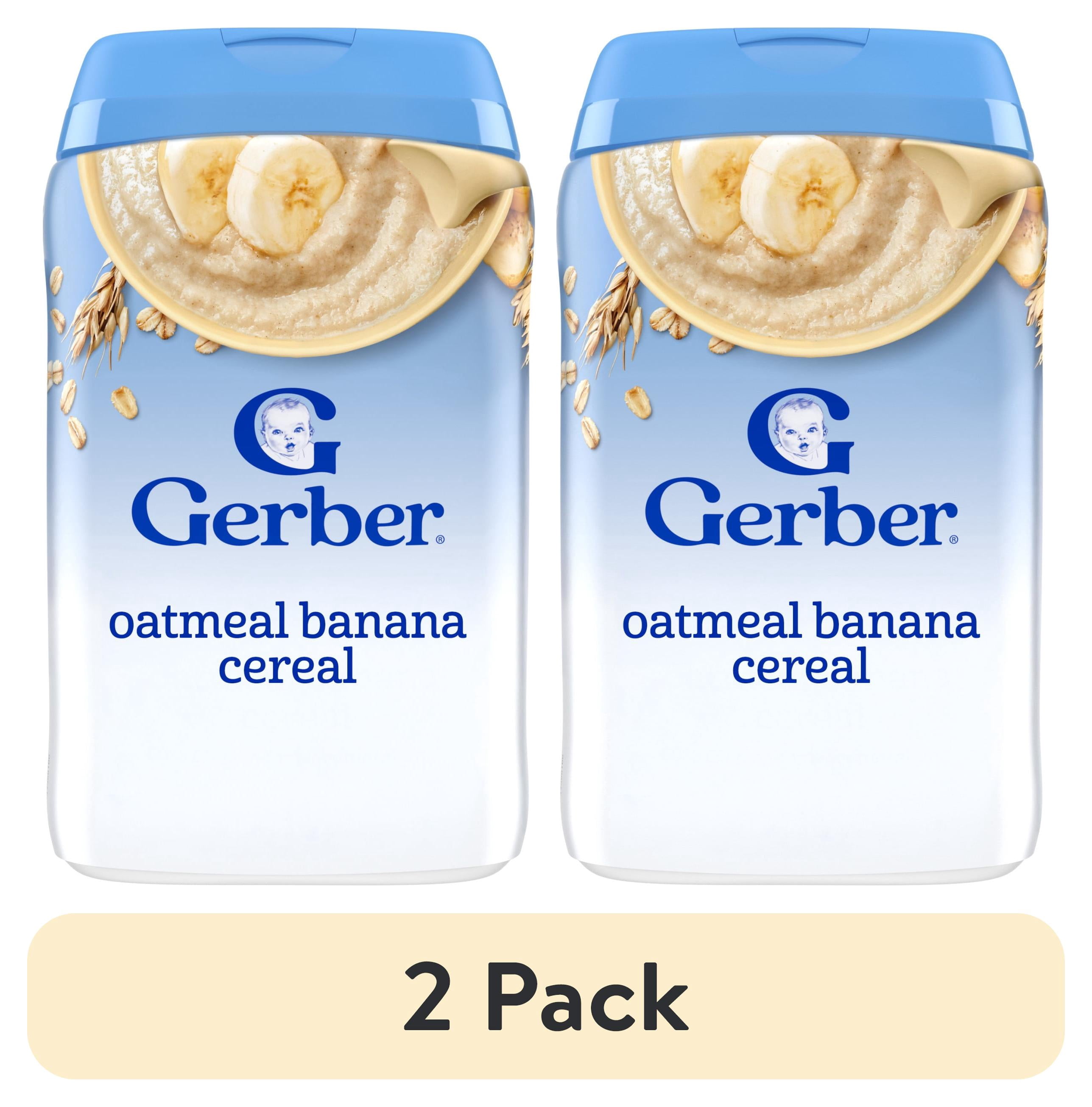 (2 pack) Gerber Stage 2 Baby Food, Oatmeal Banana Cereal, Baby Oatmeal Cereal 8 oz