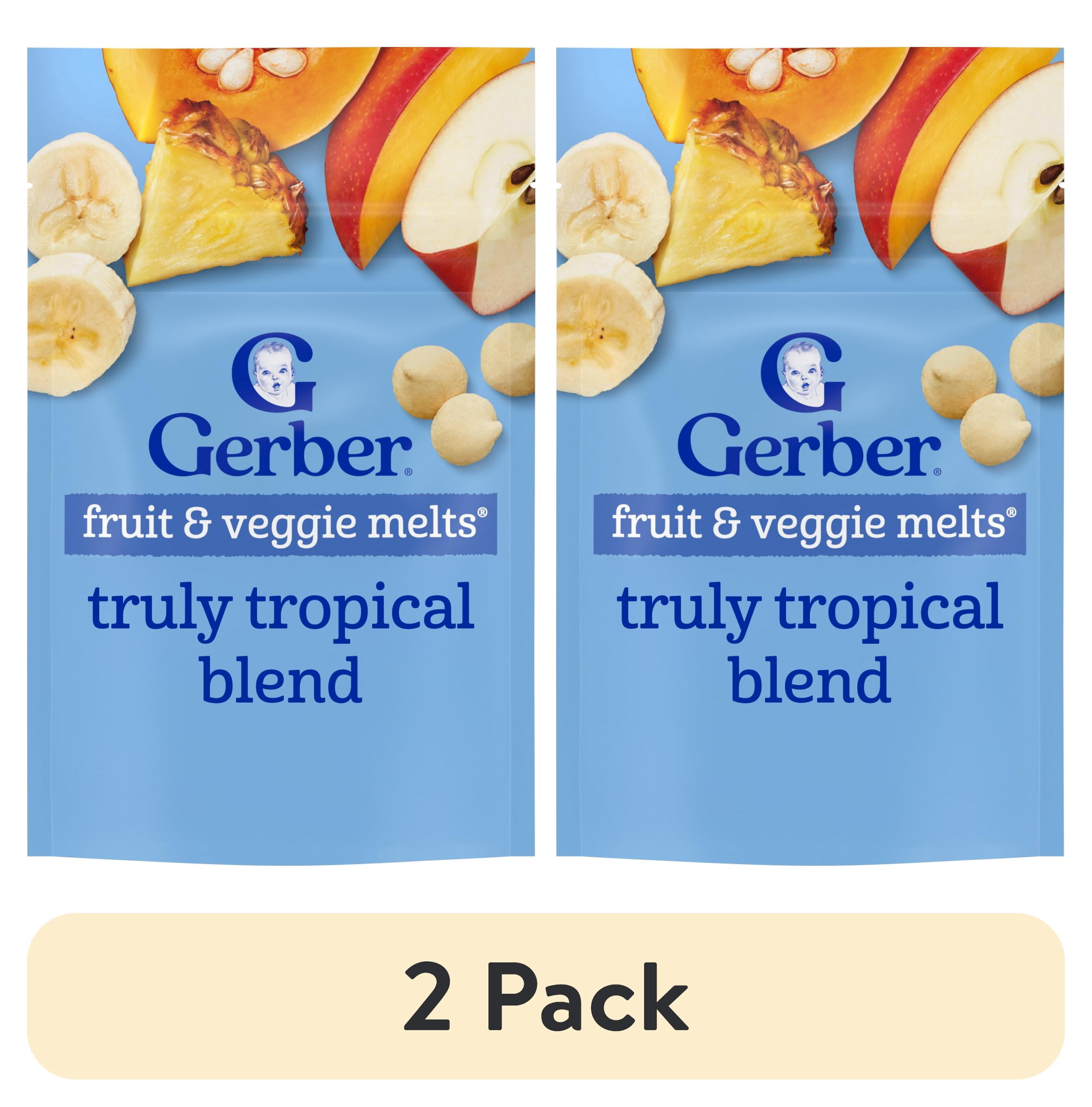 (2 pack) Gerber Snacks for Baby Fruit & Veggie Melts Baby Snack, Truly Tropical Blend, 1 oz Bag