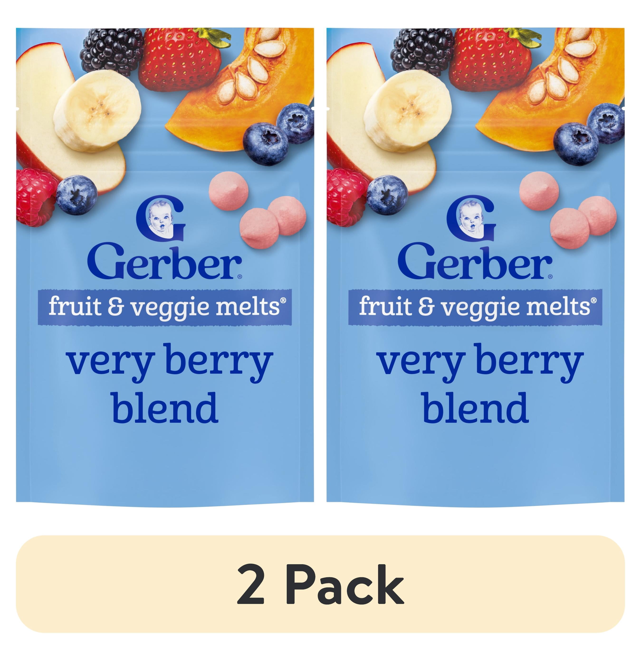 (2 pack) Gerber Snacks for Baby Fruit & Veggie Melts Baby Snack, Very Berry Blend, 1 oz Bag