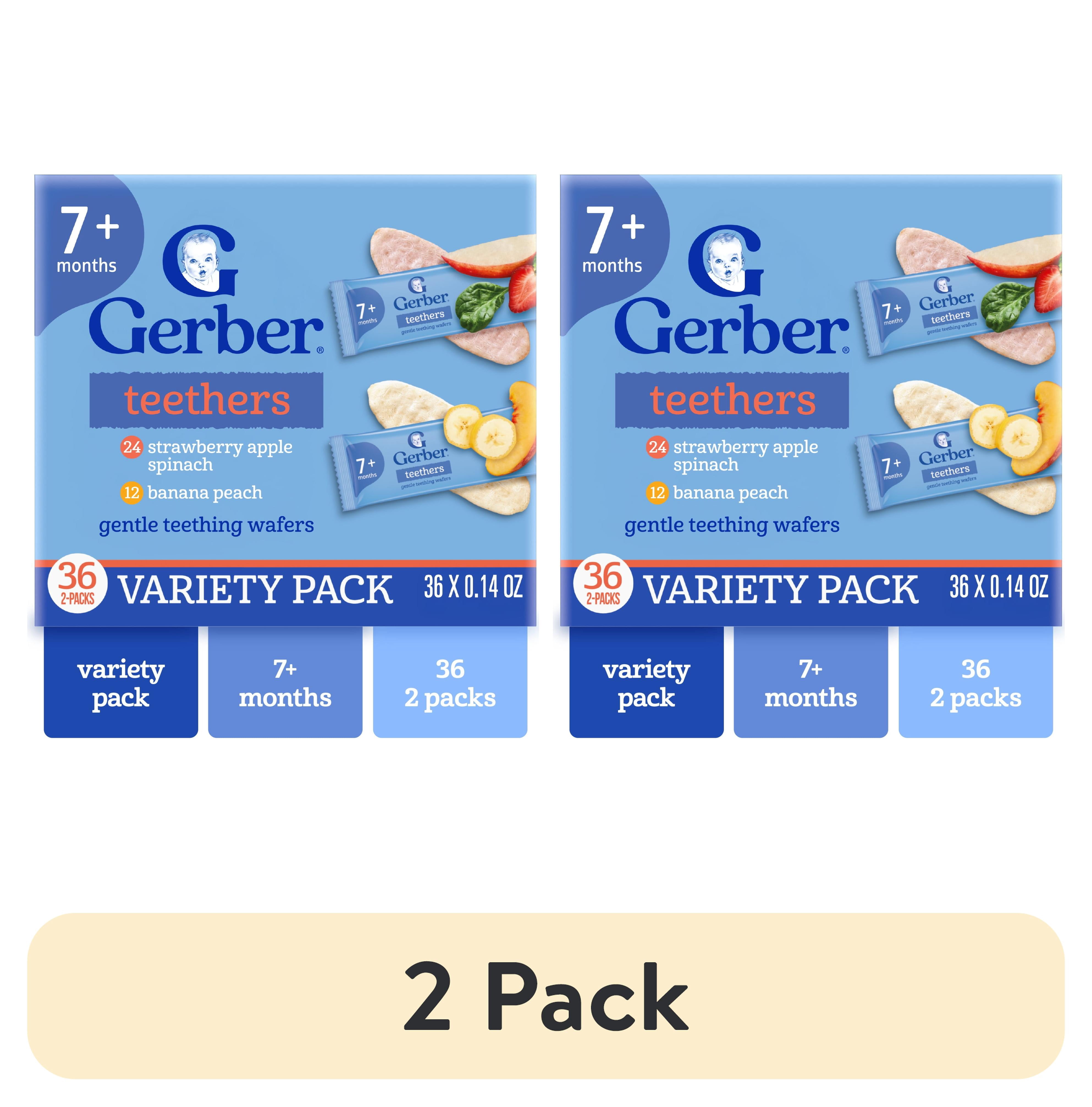 (2 pack) Gerber Gentle Teething Wafers, Variety Pack Baby Teethers, 72 Count Box