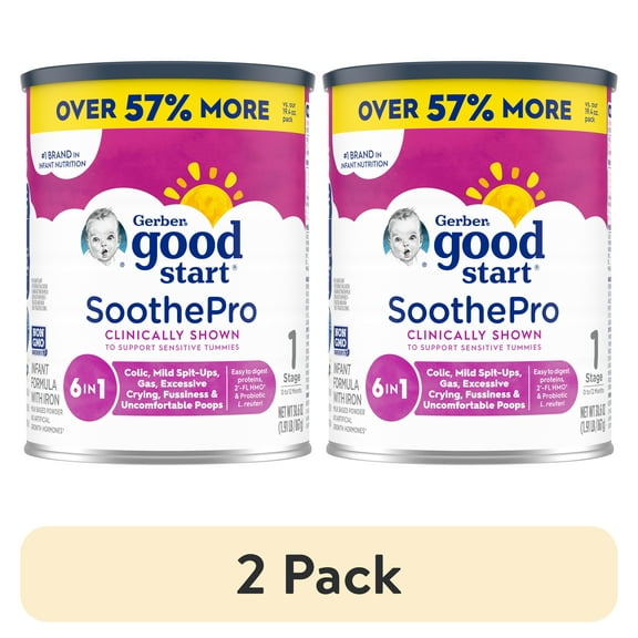(2 pack) Gerber Good Start SoothePro Baby Formula Powder for Sensitive Tummies with Probiotics, 30.6 oz