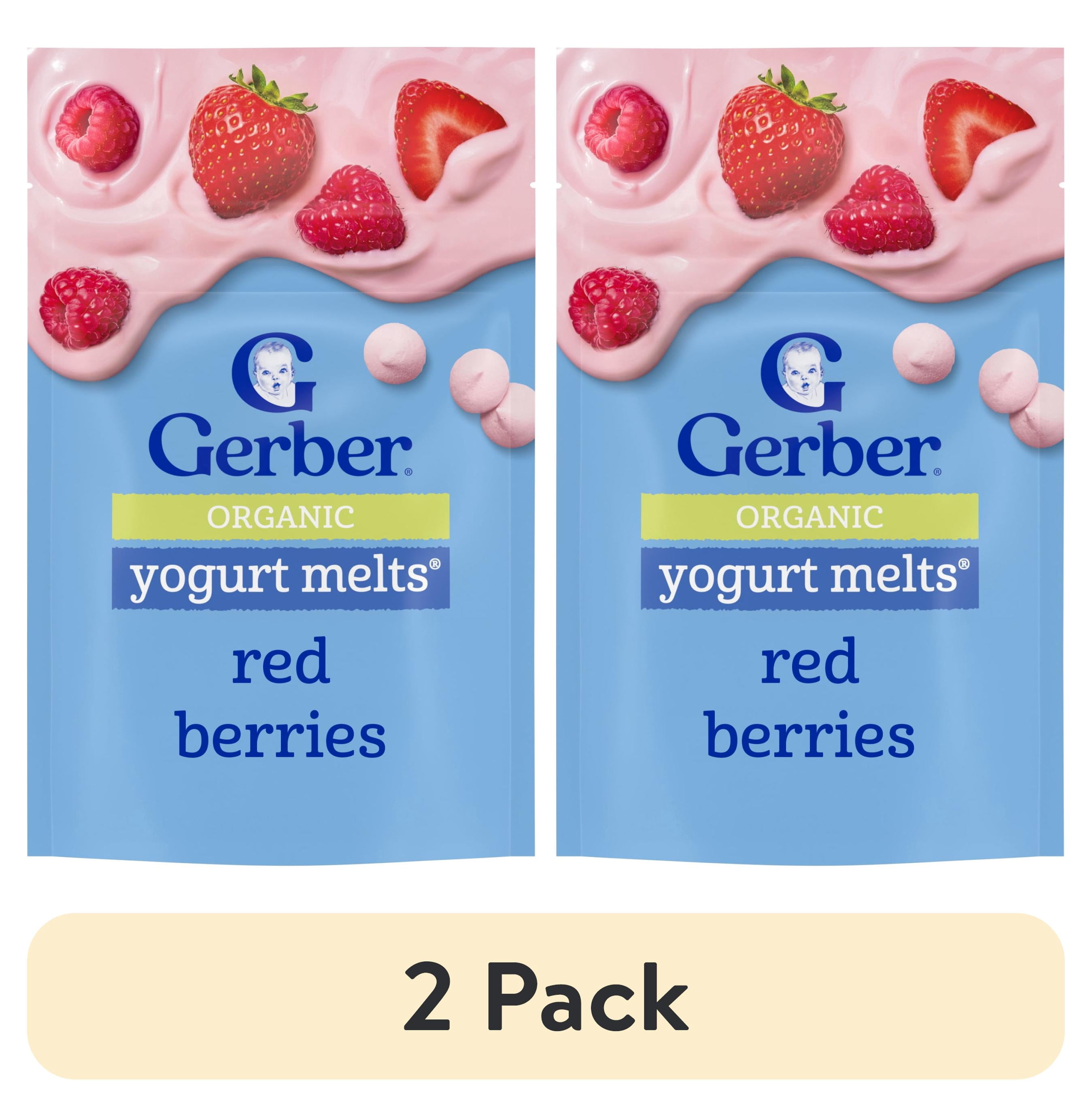 (2 pack) Gerber Organic Stage 2 Baby Snacks, Yogurt Melts, Red Berries, 1 oz Bag