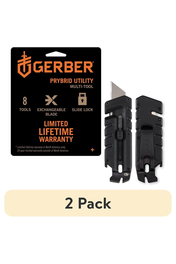 (2 pack) Gerber Prybrid Multitool, Stainless Steel, Black