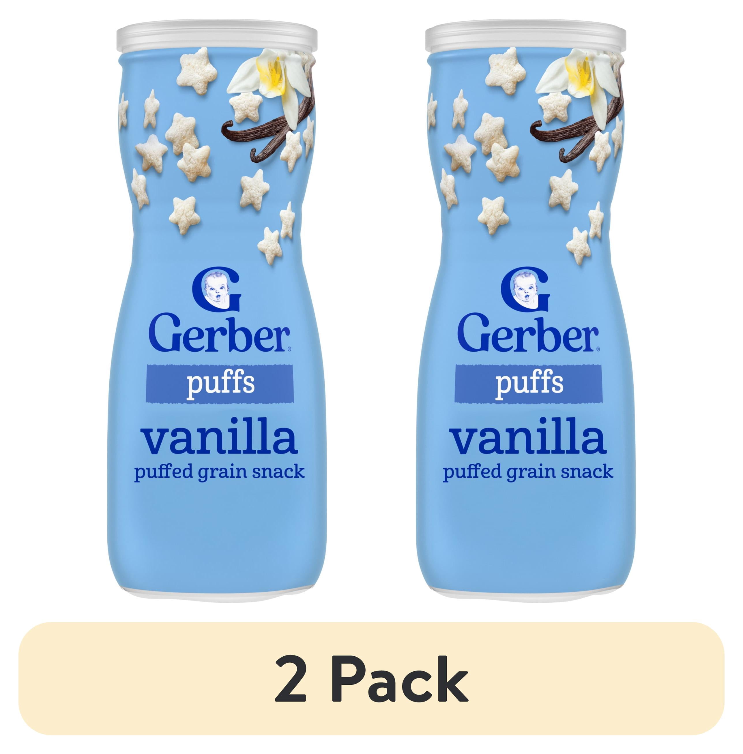 (2 pack) Gerber Snacks for Baby Grain & Grow Puffs, Vanilla, 1.48 oz Canister
