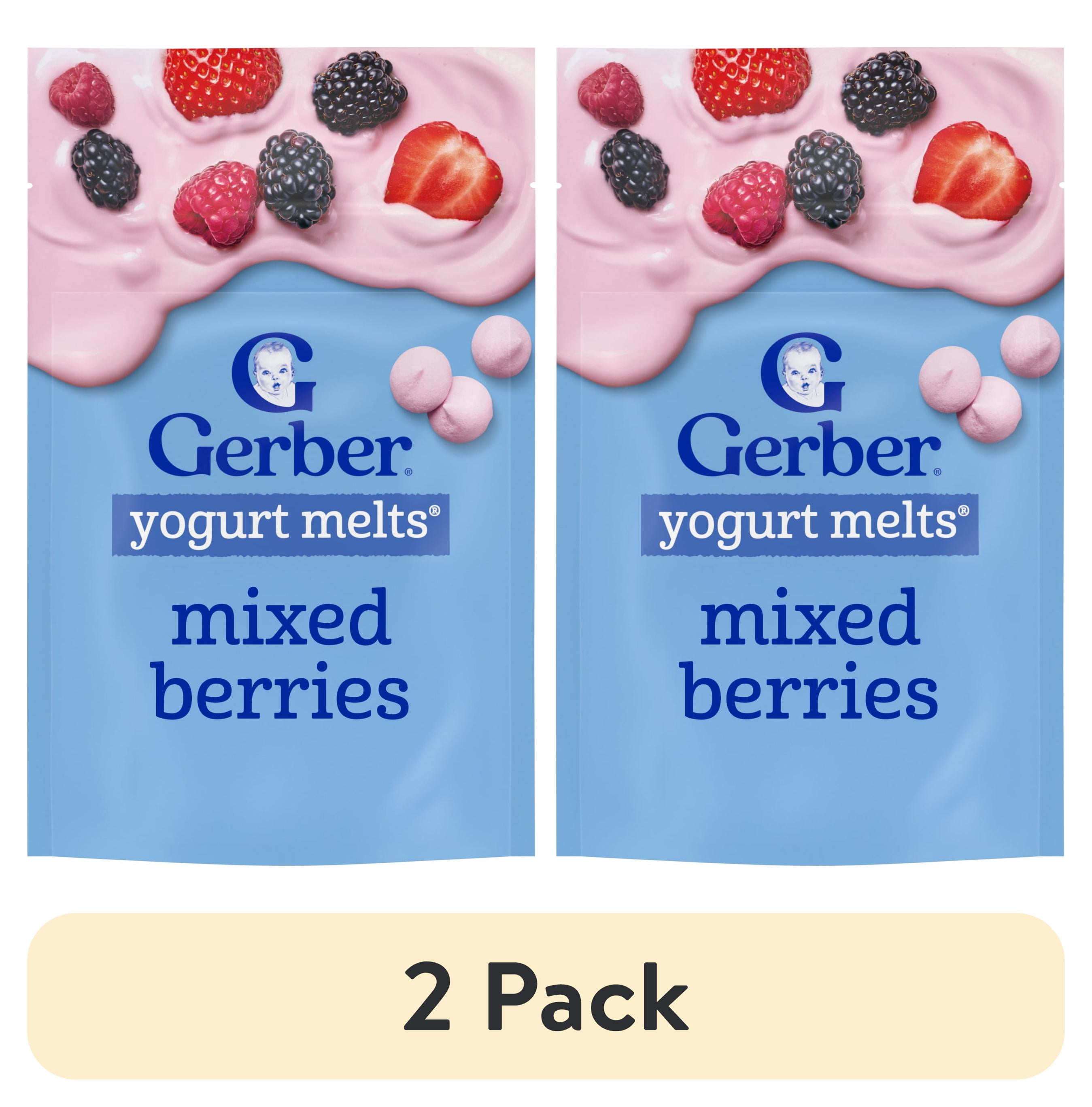 (2 pack) Gerber Stage 3 Baby Snacks, Yogurt Melts, Mixed Berries, 1 oz