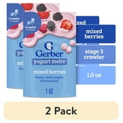 (2 pack) Gerber Stage 3 Baby Food Snacks, Mixed Berries Yogurt Melts, Baby Led Feeding 1 oz