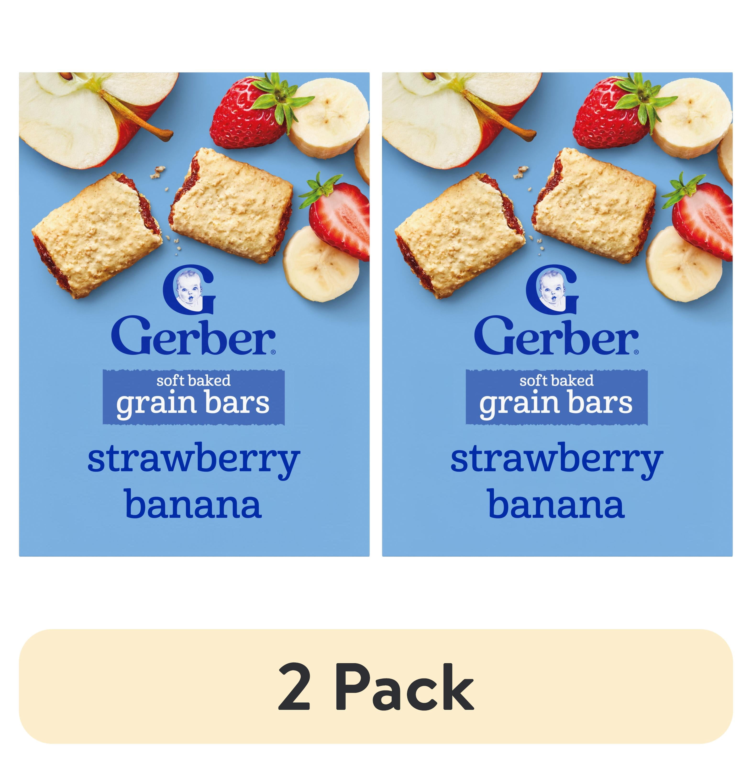 (2 pack) Gerber Toddler Snacks, Soft Baked Grain Bars, Strawberry Banana