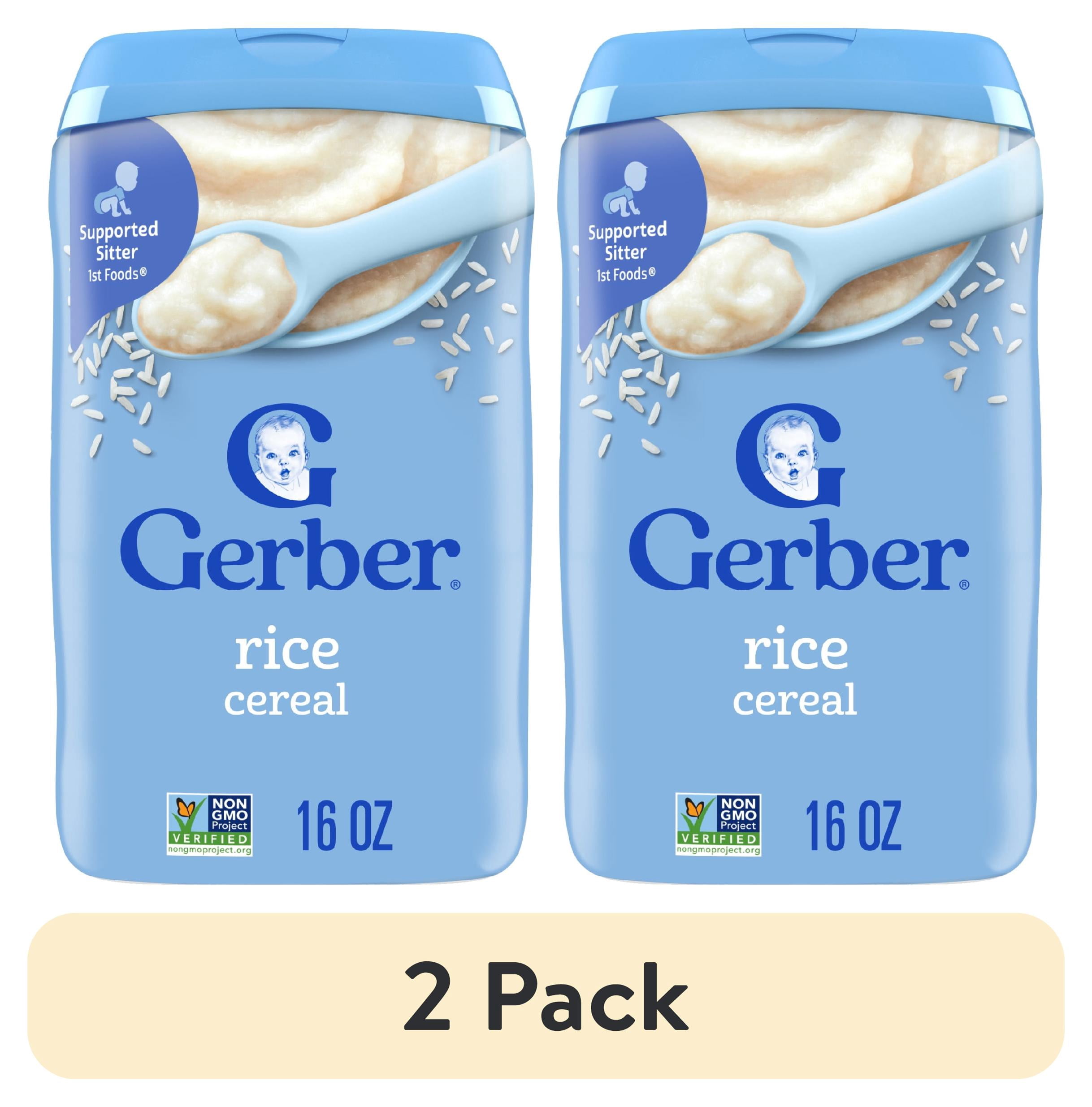 (2 pack) Gerber Stage 1 Baby Food, Baby Rice Cereal, Gerber Cereal For Baby, Infant Cereal 16 oz