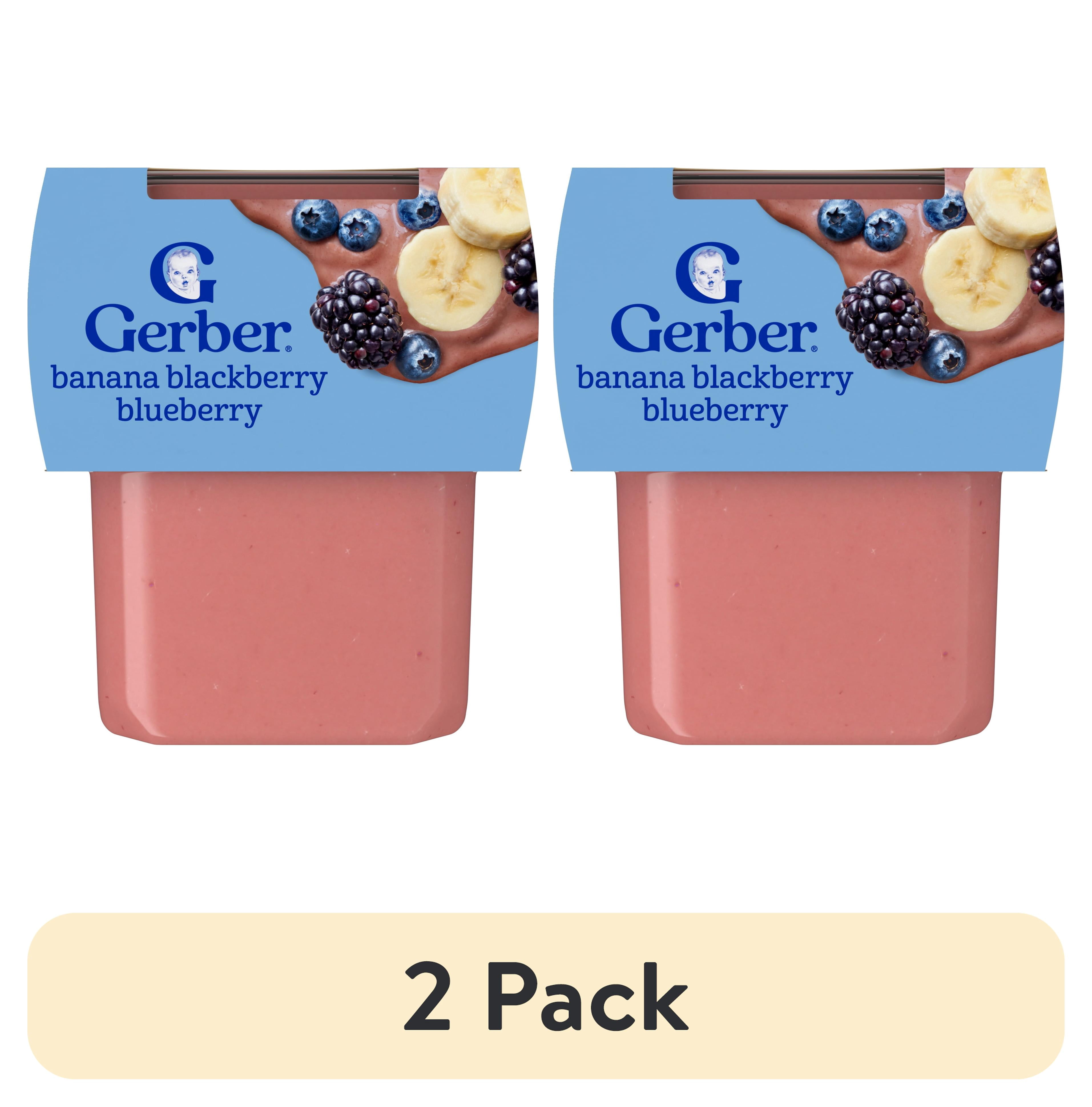 (2 pack) Gerber 2nd Foods Baby Food, Banana Blackberry Blueberry, 4 oz Tubs (2 Pack)